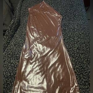 Pink metallic one shoulder dress